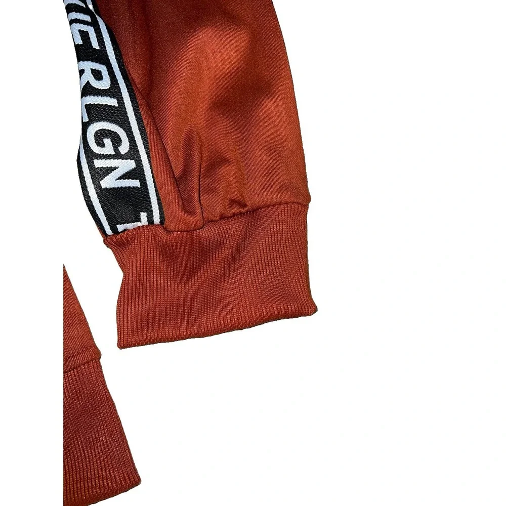True Religion Men's Logo Tape Track Jacket Orange Burnt Full Zip Small (21-b69)